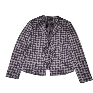 Tribal Houndstooth Jacket Ruffle Black Gray Size 8